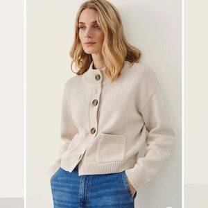 Part Two Copenhagen Clene Cardigan Sweater Size S Cream Color 100% Cotton EUC